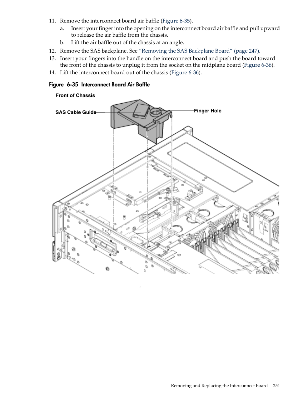 Interconnect board air baffle, Figure 6-35 | HP INTEGRITY RX3600 User Manual | Page 251 / 356