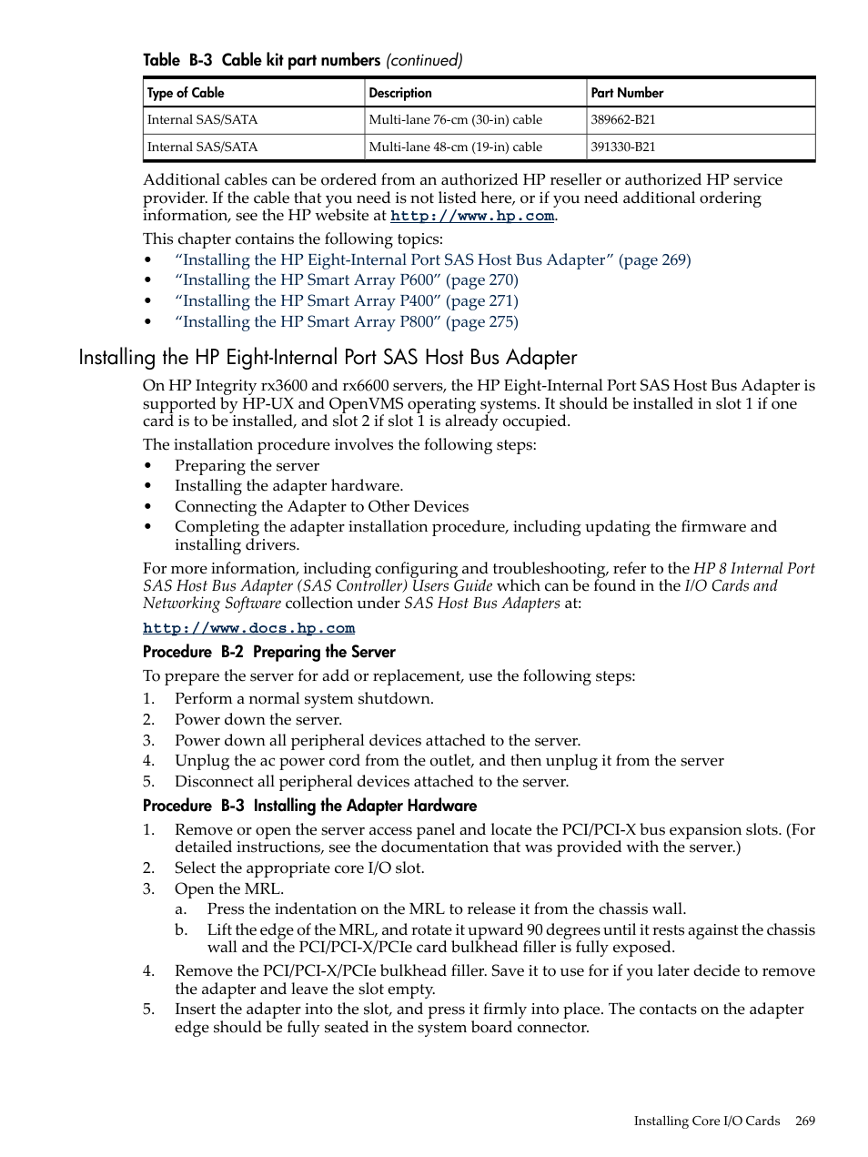 Installing | HP INTEGRITY RX3600 User Manual | Page 269 / 356