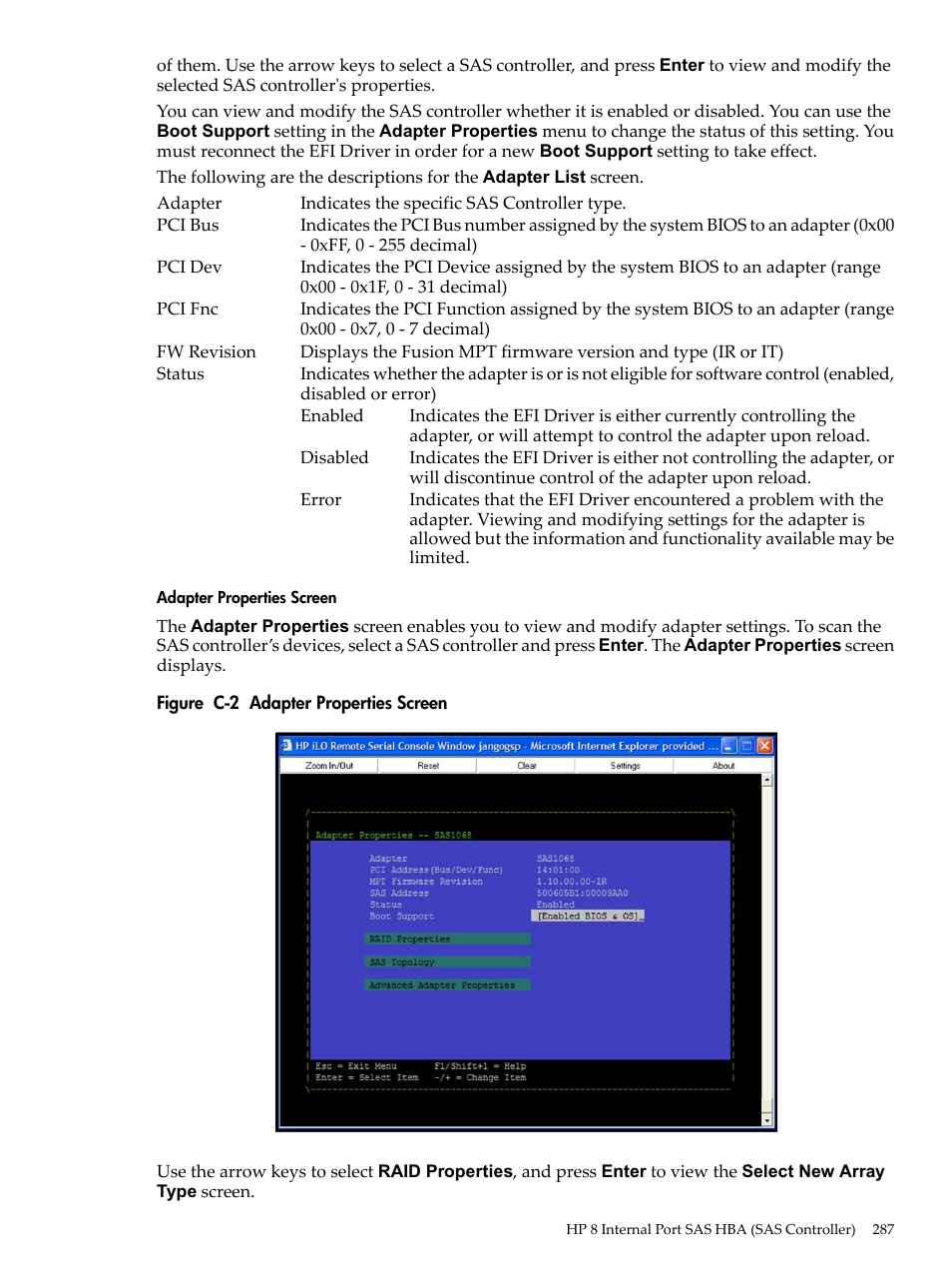Adapter properties screen | HP INTEGRITY RX3600 User Manual | Page 287 / 356