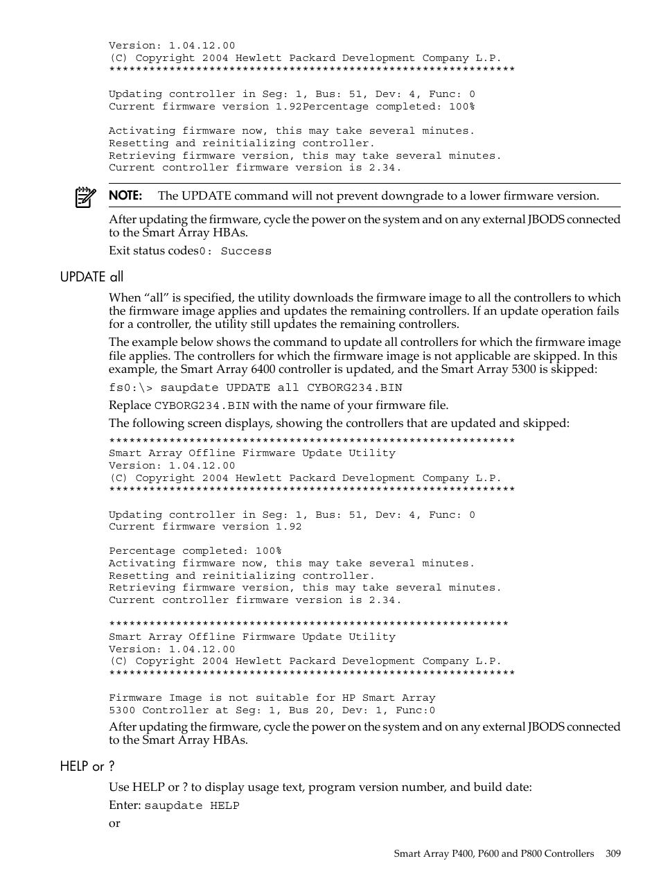 Update all, Help or, Update all help or | HP INTEGRITY RX3600 User Manual | Page 309 / 356