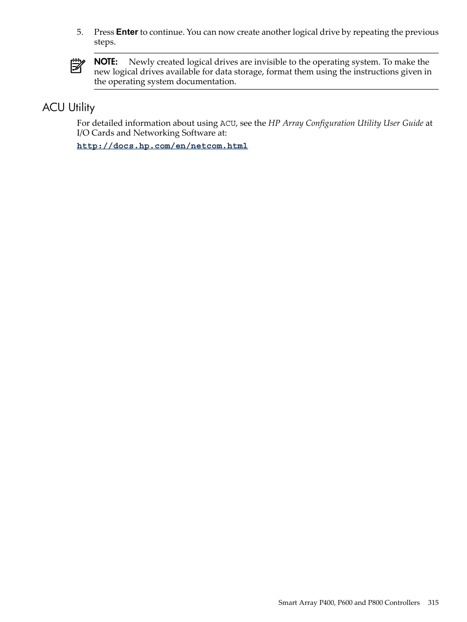 Acu utility | HP INTEGRITY RX3600 User Manual | Page 315 / 356