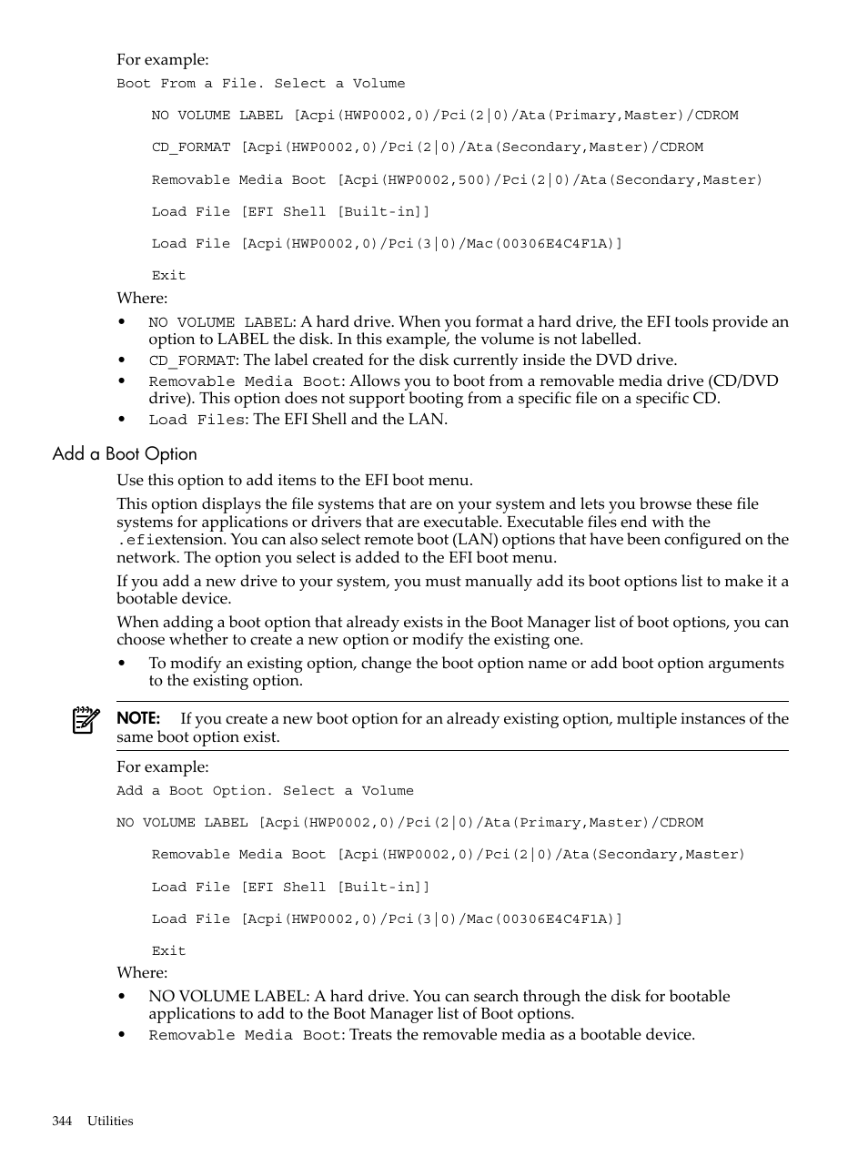 Add a boot option | HP INTEGRITY RX3600 User Manual | Page 344 / 356