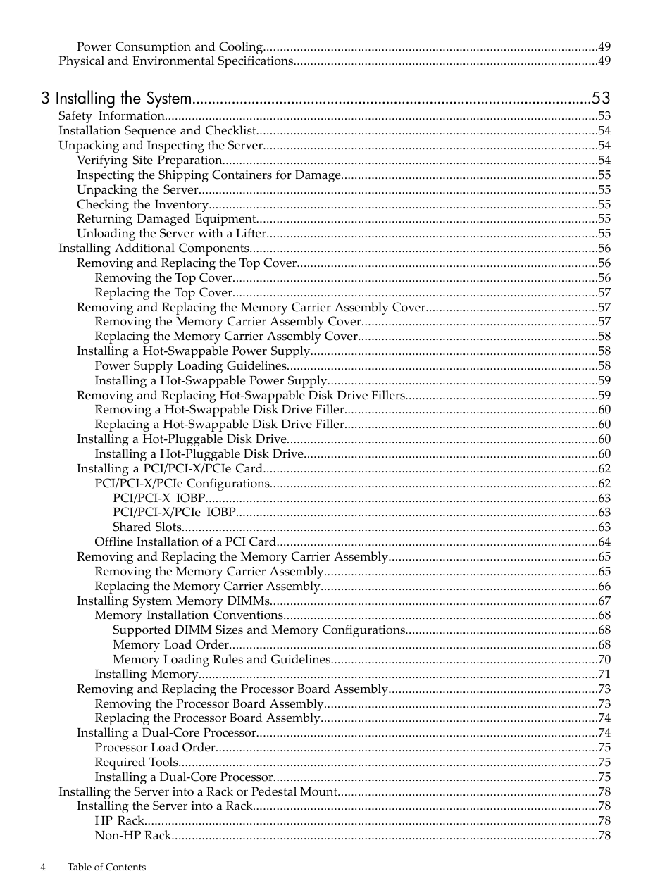 3 installing the system | HP INTEGRITY RX3600 User Manual | Page 4 / 356