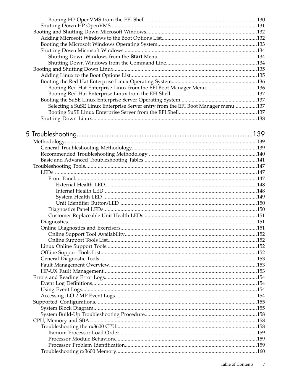 5 troubleshooting | HP INTEGRITY RX3600 User Manual | Page 7 / 356