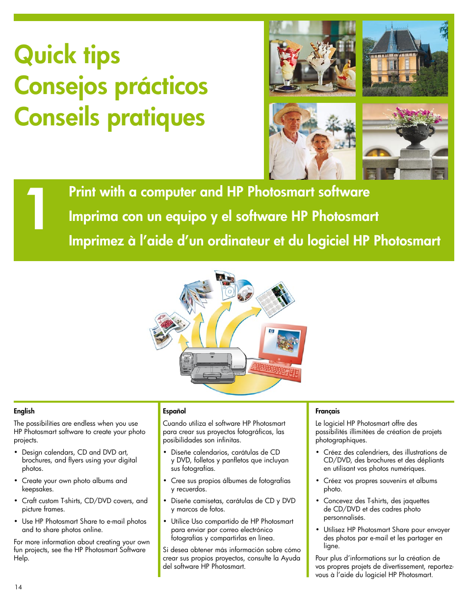 Quick tips consejos prácticos conseils pratiques | HP D5155 User Manual | Page 14 / 16