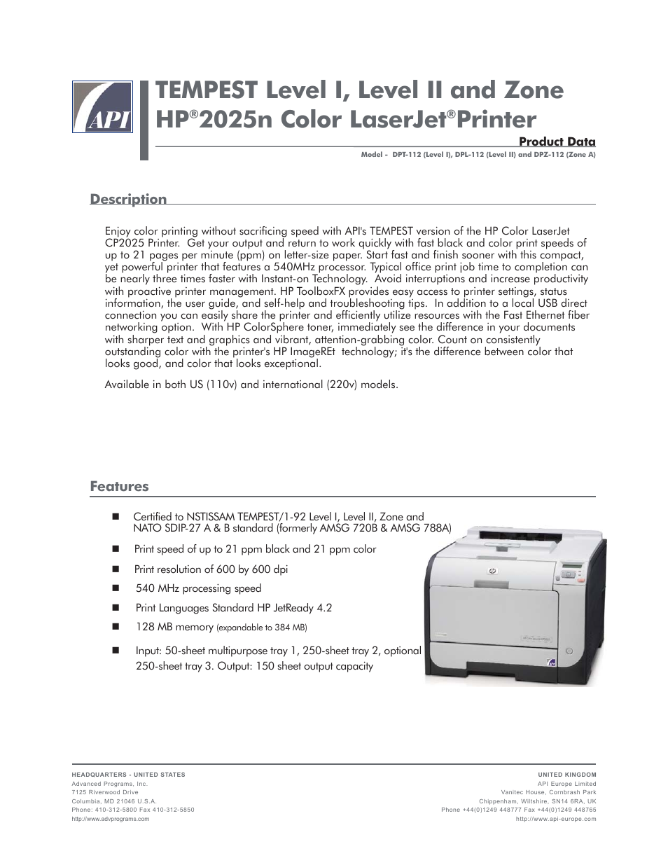 HP Tempest 2025n User Manual | 2 pages