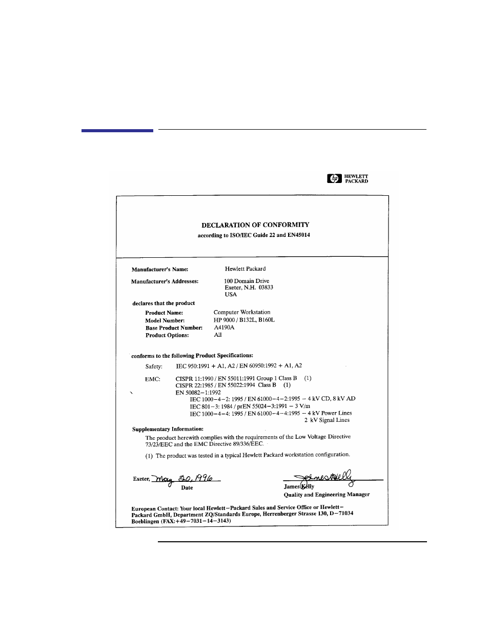 Declaration of conformity 1 | HP B180L User Manual | Page 107 / 256