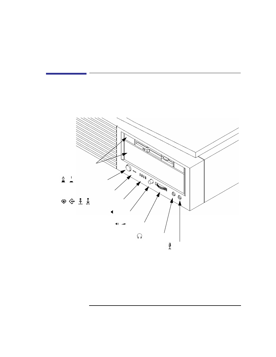 System unit front panel controls and leds | HP B180L User Manual | Page 25 / 256