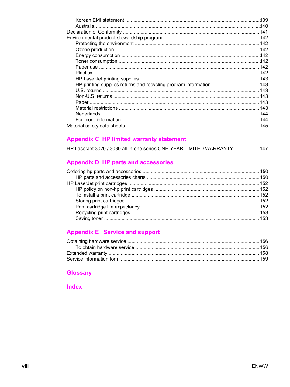 HP 3030 User Manual | Page 10 / 182