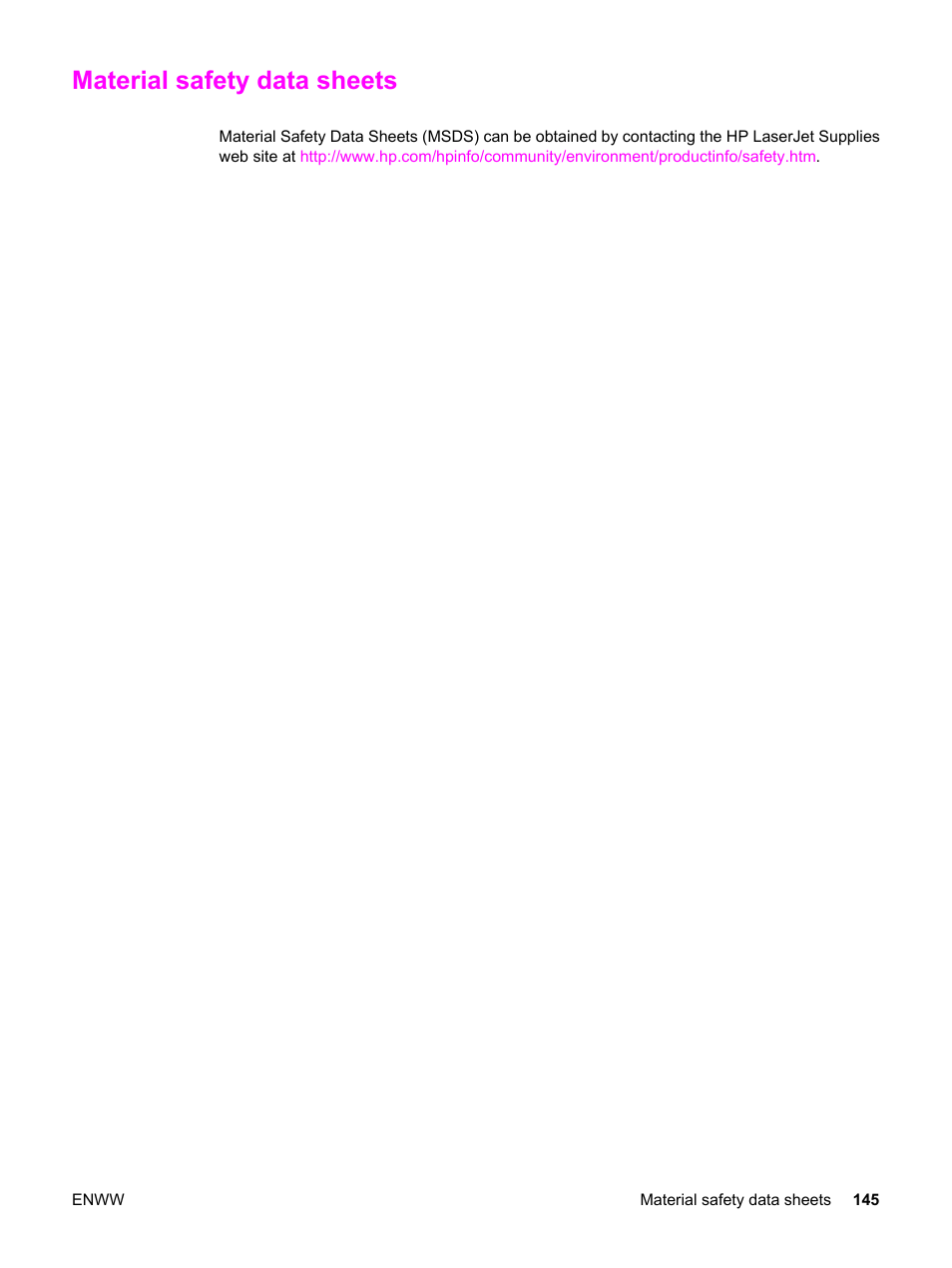 Material safety data sheets | HP 3030 User Manual | Page 155 / 182