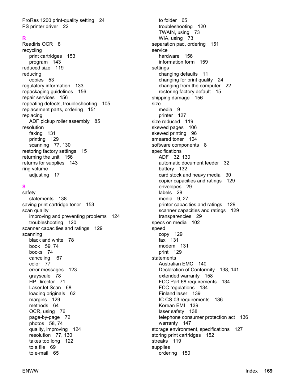 HP 3030 User Manual | Page 179 / 182