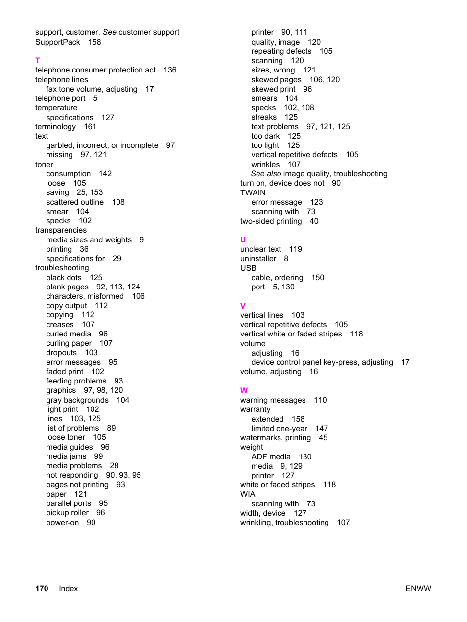 HP 3030 User Manual | Page 180 / 182
