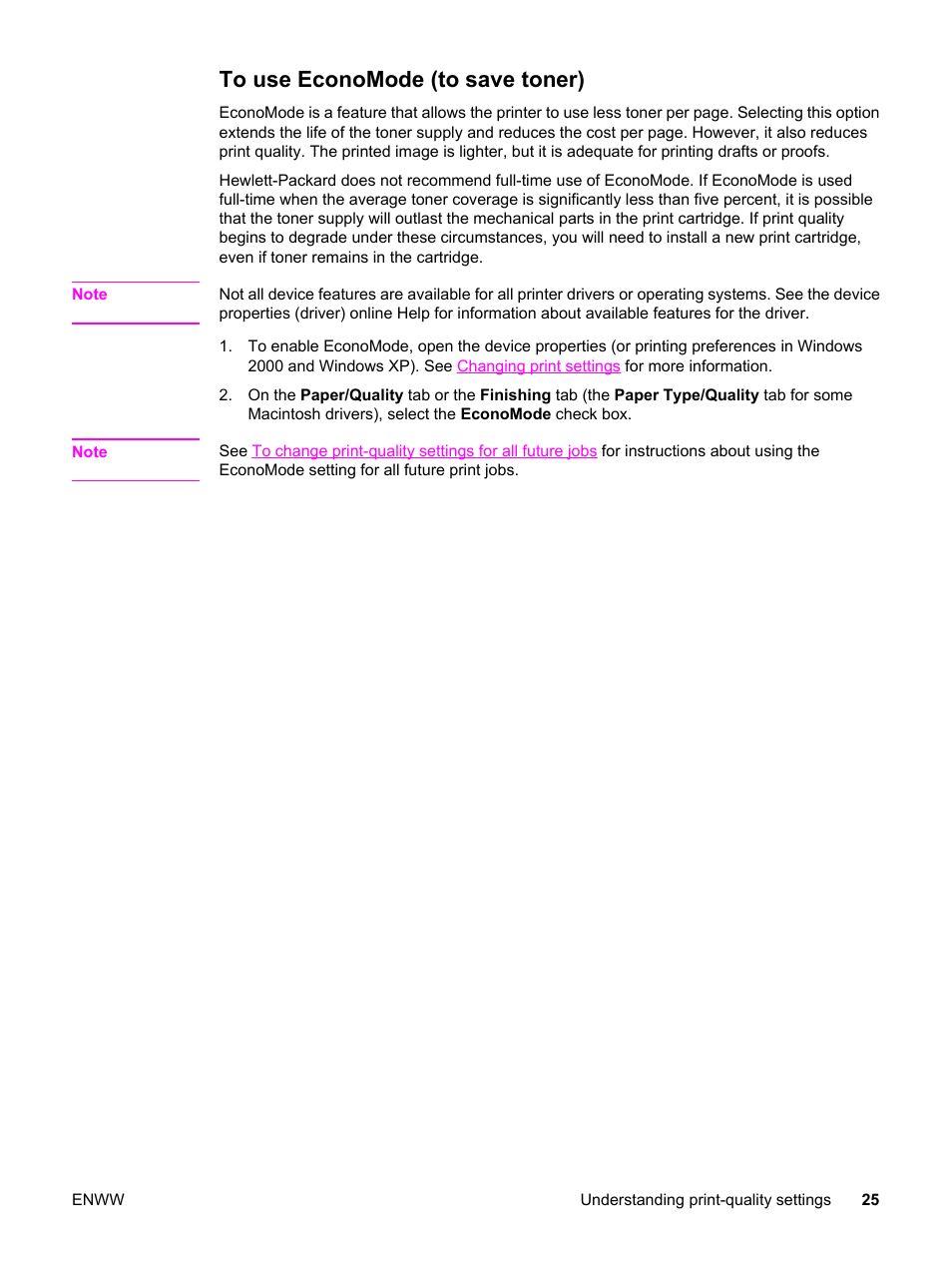 To use economode (to save toner) | HP 3030 User Manual | Page 35 / 182