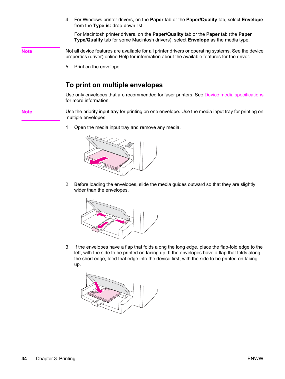 To print on multiple envelopes | HP 3030 User Manual | Page 44 / 182