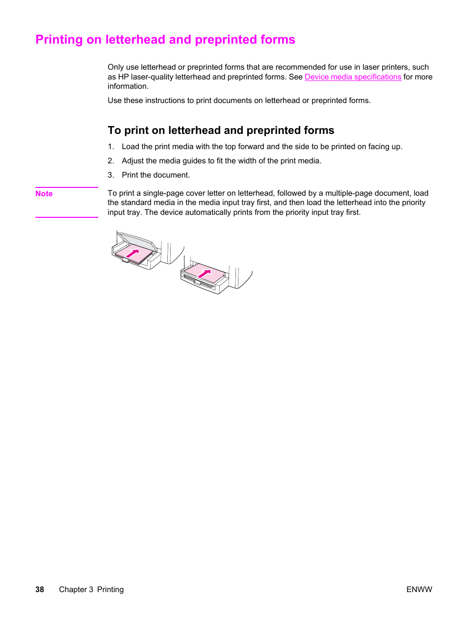 Printing on letterhead and preprinted forms, To print on letterhead and preprinted forms | HP 3030 User Manual | Page 48 / 182