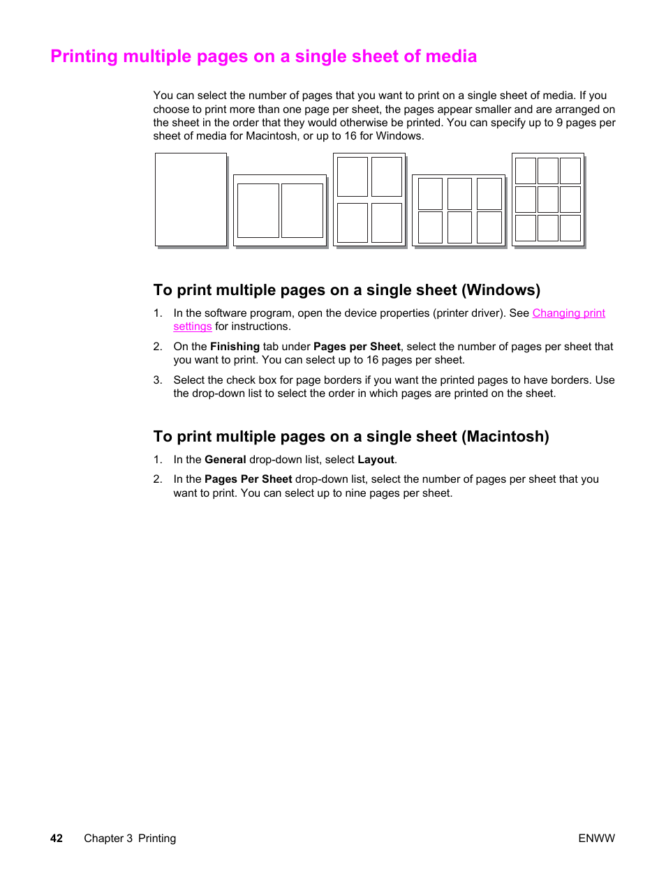 Printing multiple pages on a single sheet of media | HP 3030 User Manual | Page 52 / 182