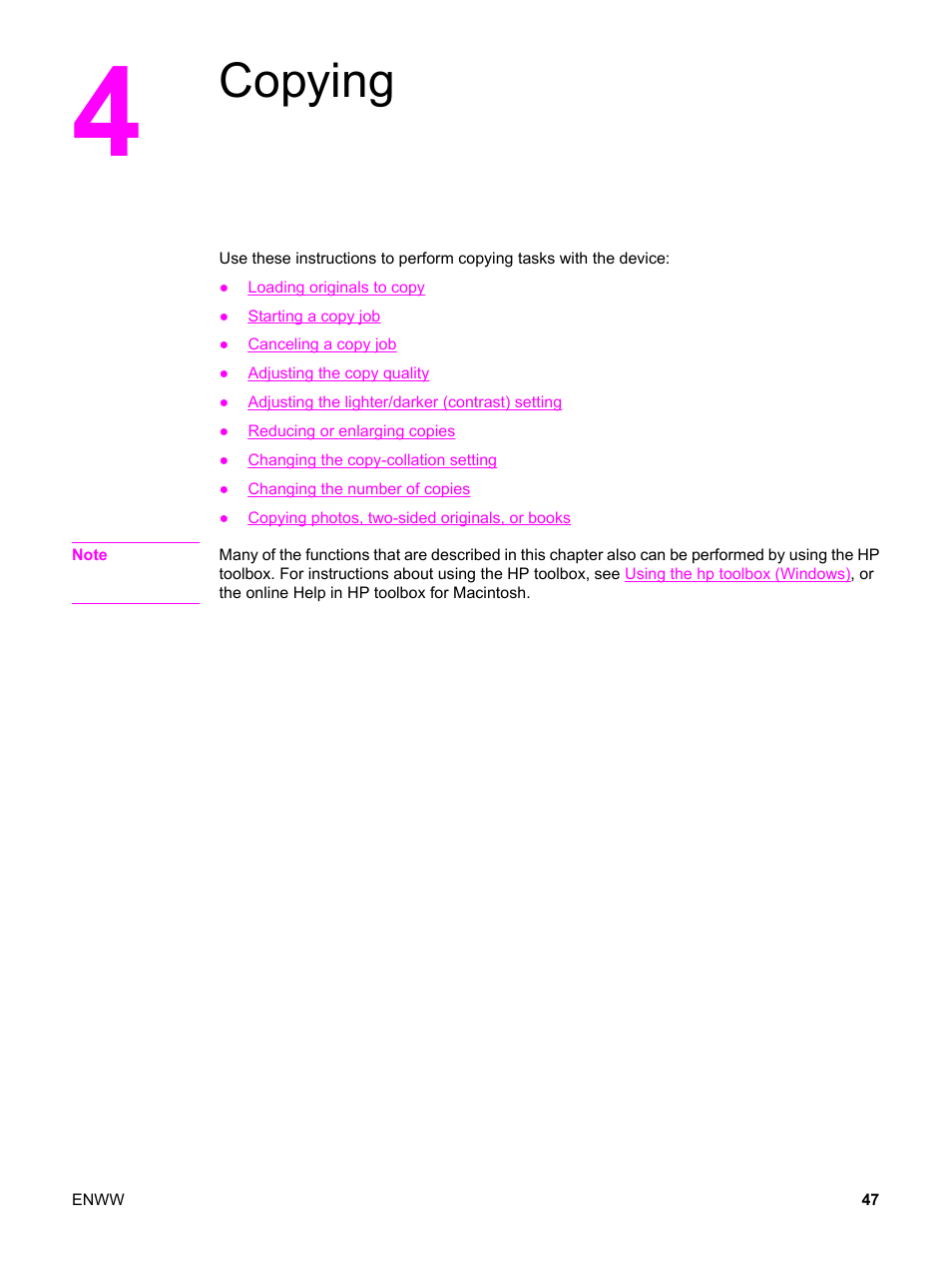 Copying, 4 copying | HP 3030 User Manual | Page 57 / 182