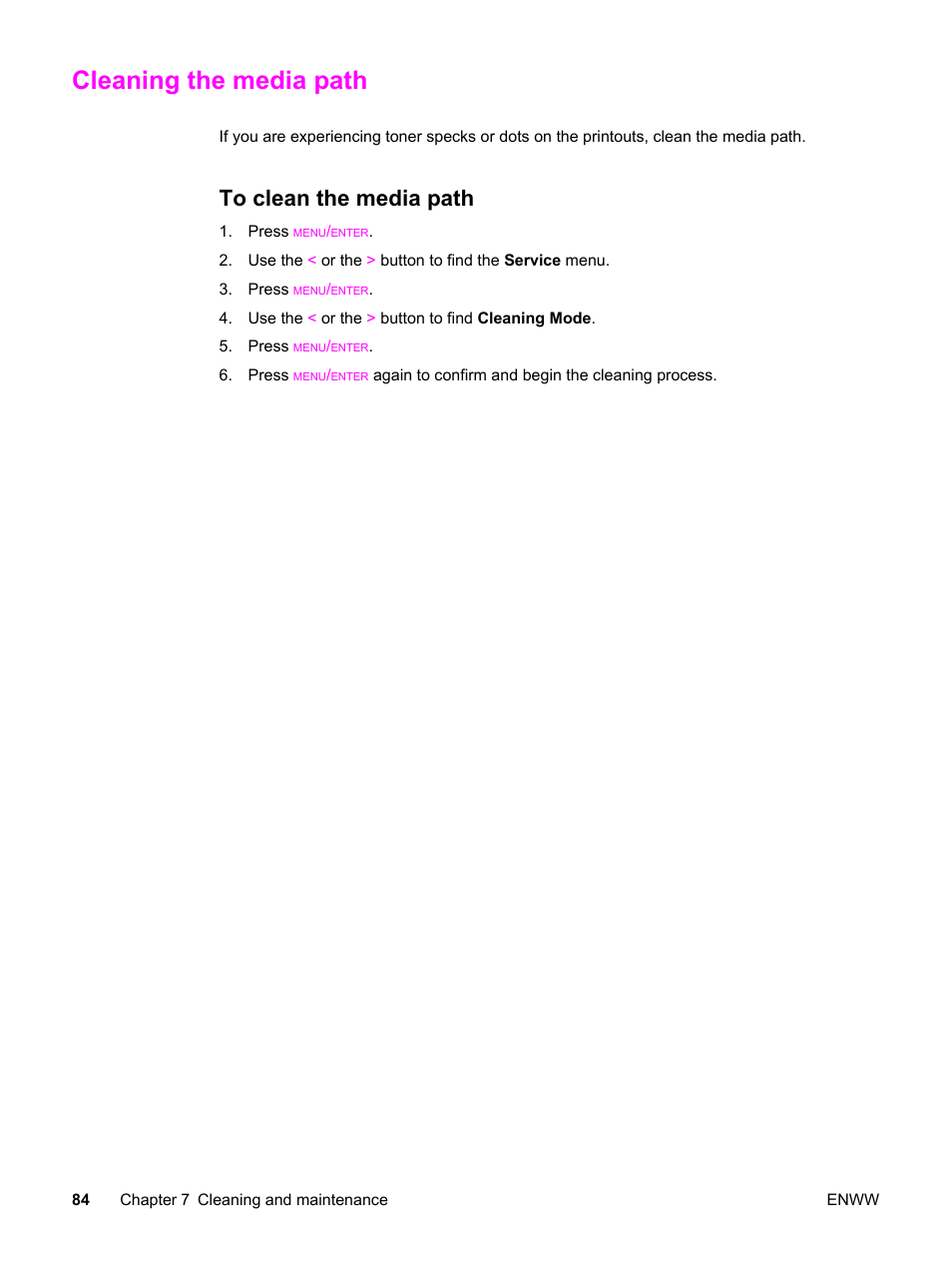 Cleaning the media path, To clean the media path | HP 3030 User Manual | Page 94 / 182