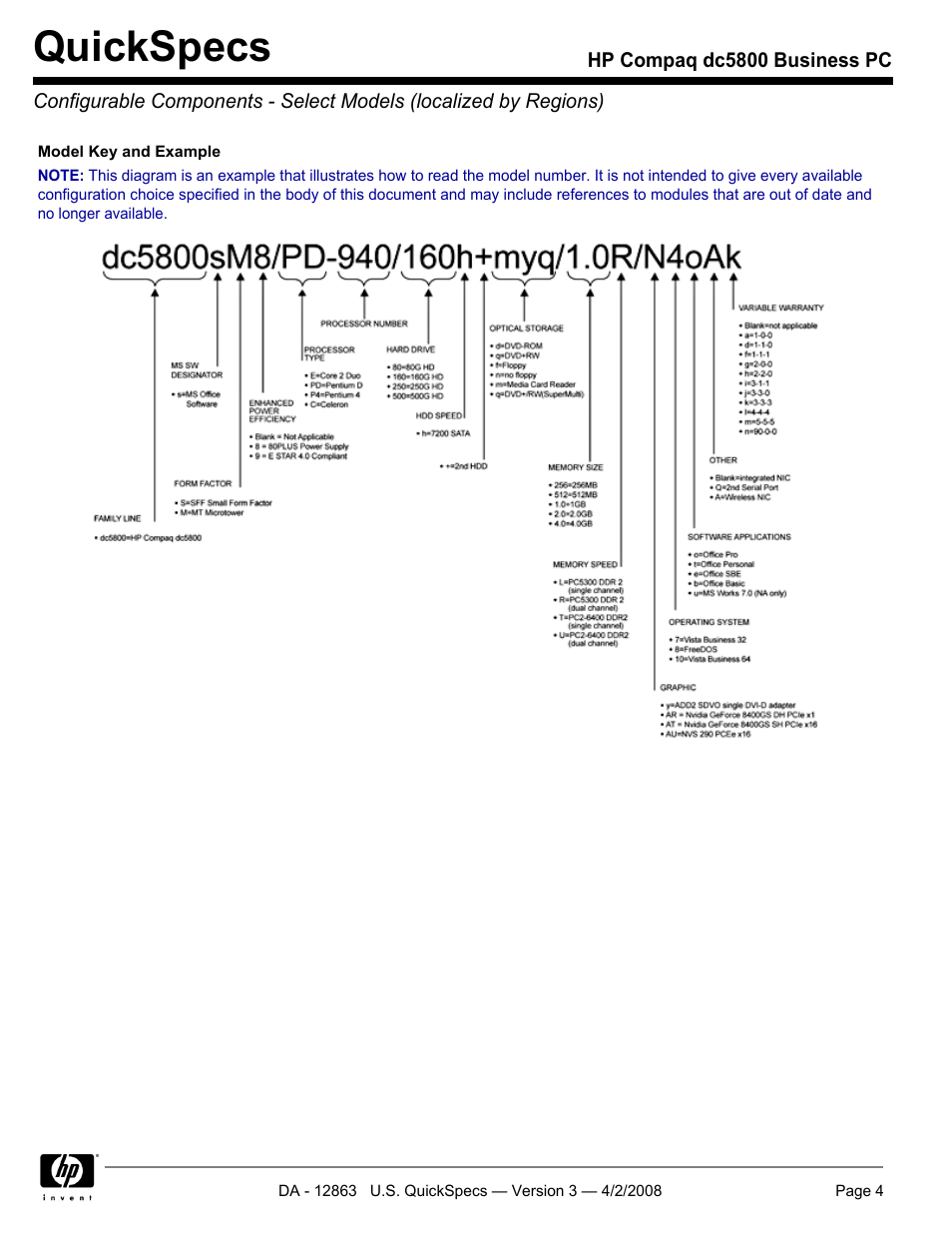 Quickspecs | HP DC5800 User Manual | Page 4 / 44