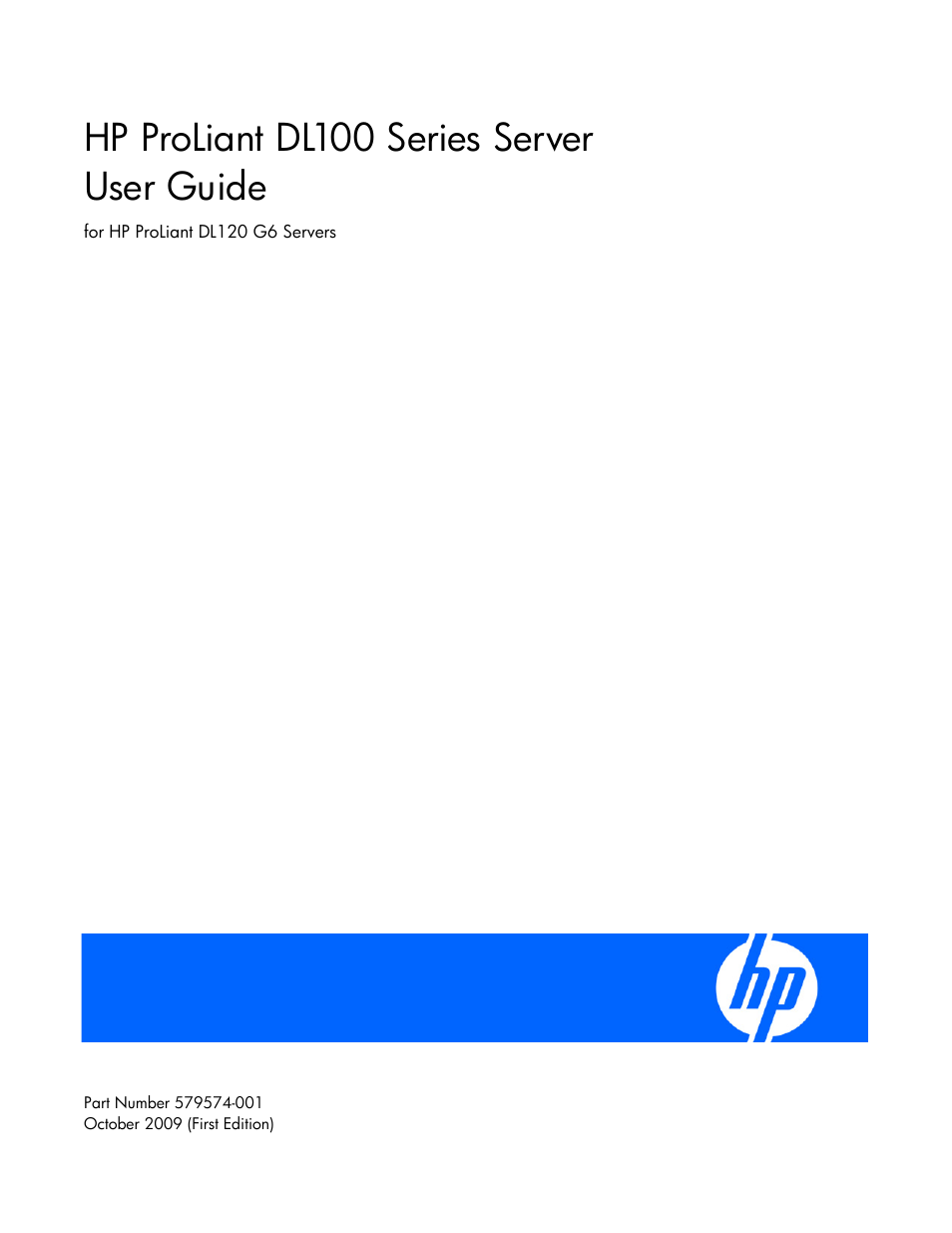 HP ProLiant DL100 Series Server DL100 Series User Manual | 109 pages