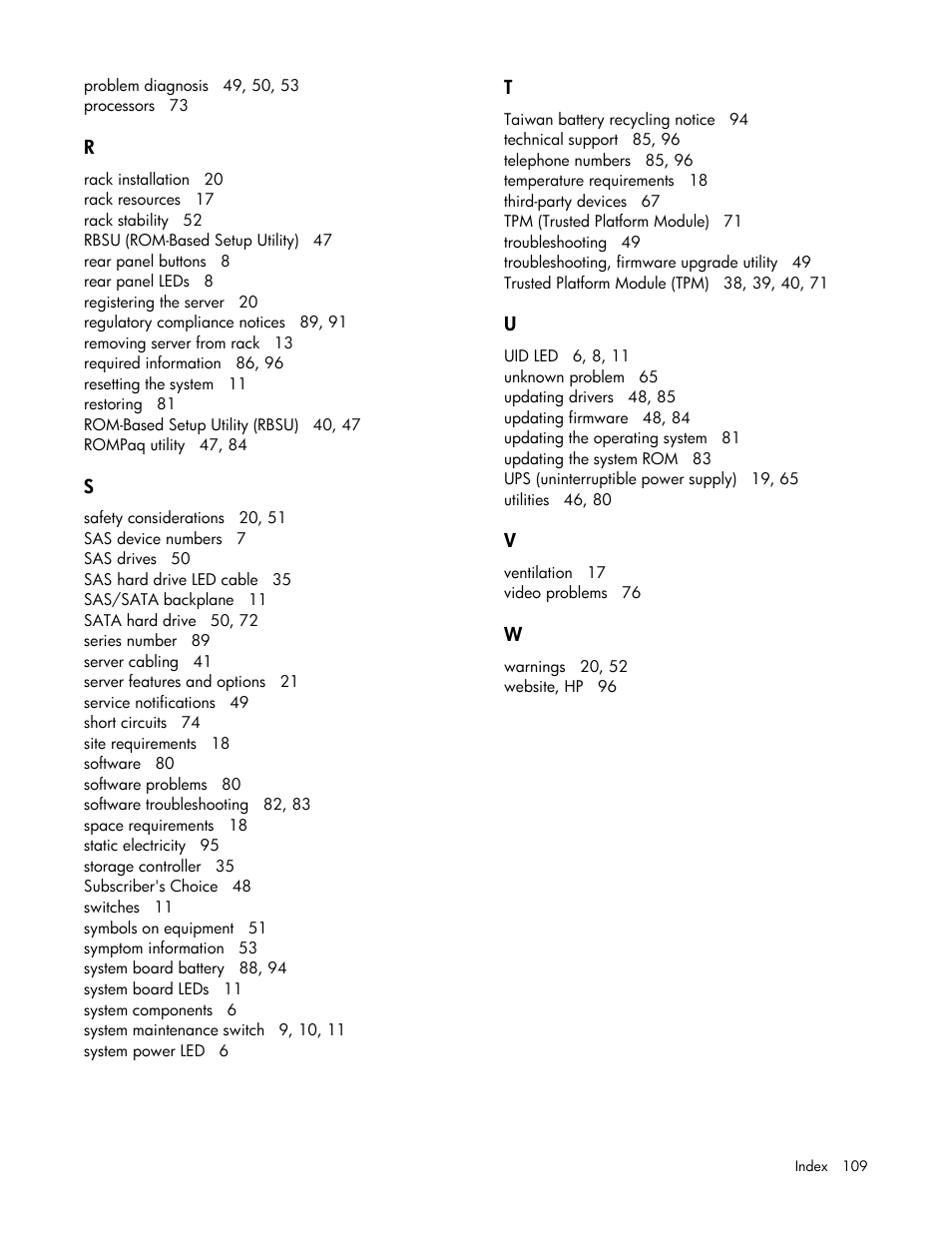 HP ProLiant DL100 Series Server DL100 Series User Manual | Page 109 / 109