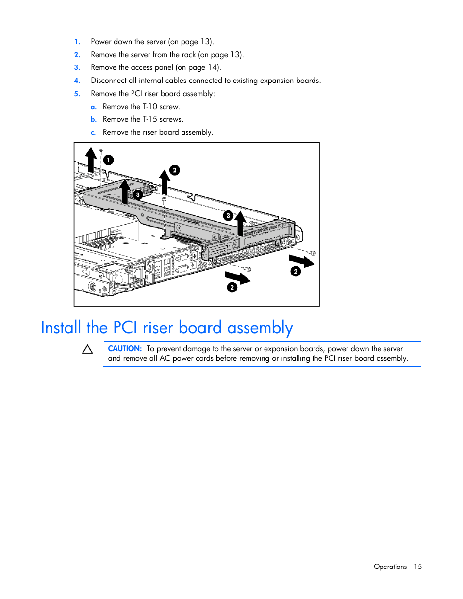 Install the pci riser board assembly | HP ProLiant DL100 Series Server DL100 Series User Manual | Page 15 / 109