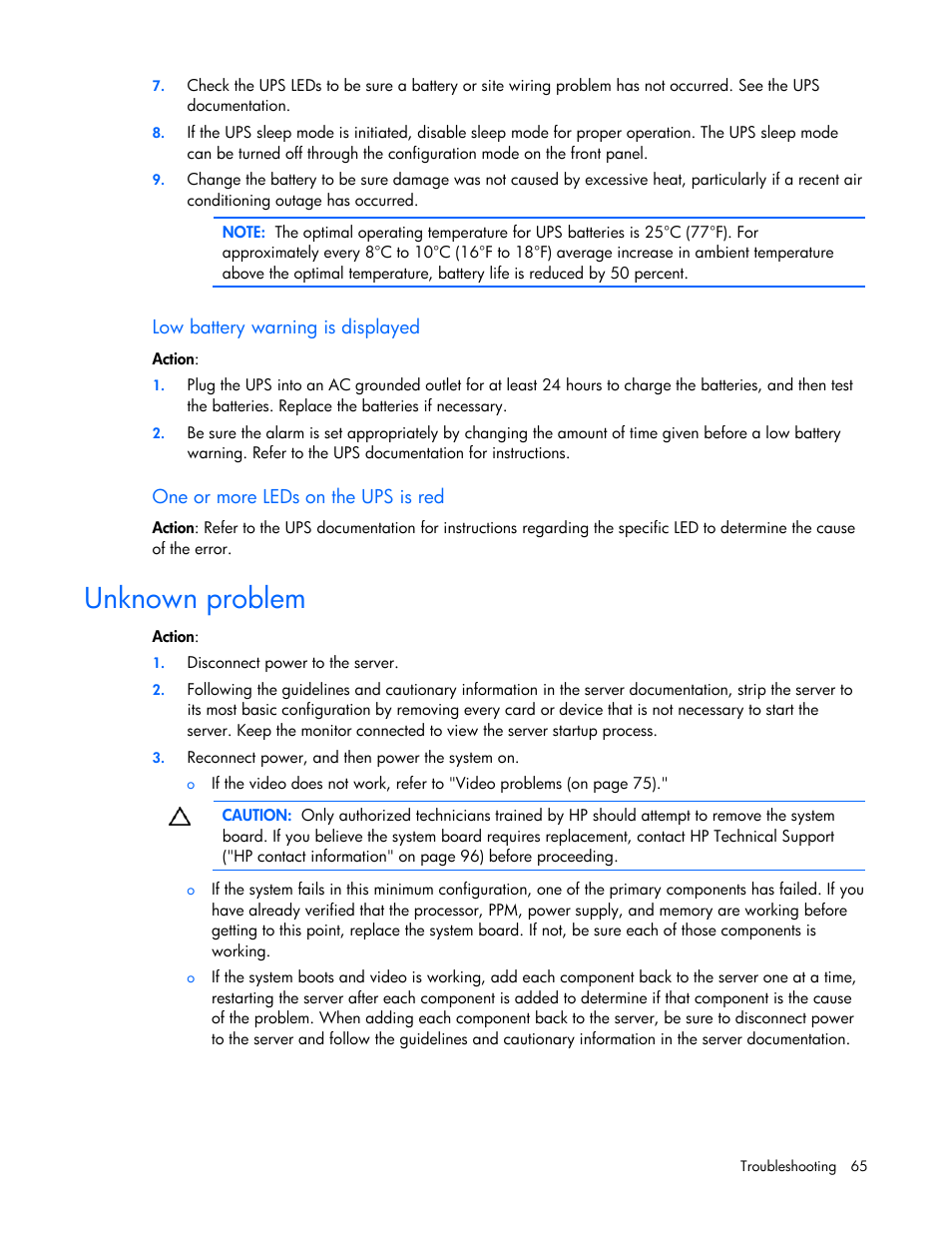 Unknown problem | HP ProLiant DL100 Series Server DL100 Series User Manual | Page 65 / 109