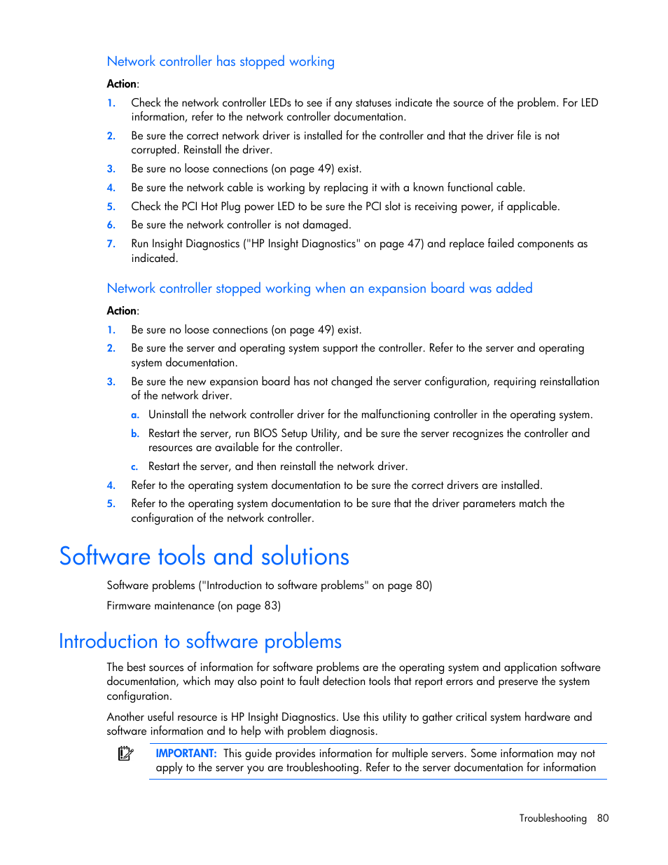 Software tools and solutions, Introduction to software problems, Introd | Uction to software problems | HP ProLiant DL100 Series Server DL100 Series User Manual | Page 80 / 109