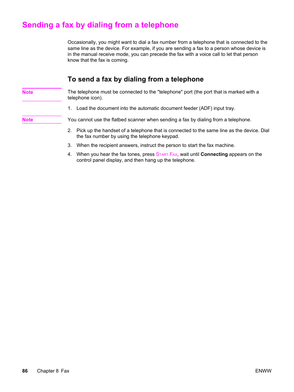 Sending a fax by dialing from a telephone, To send a fax by dialing from a telephone | HP 2830 User Manual | Page 102 / 334