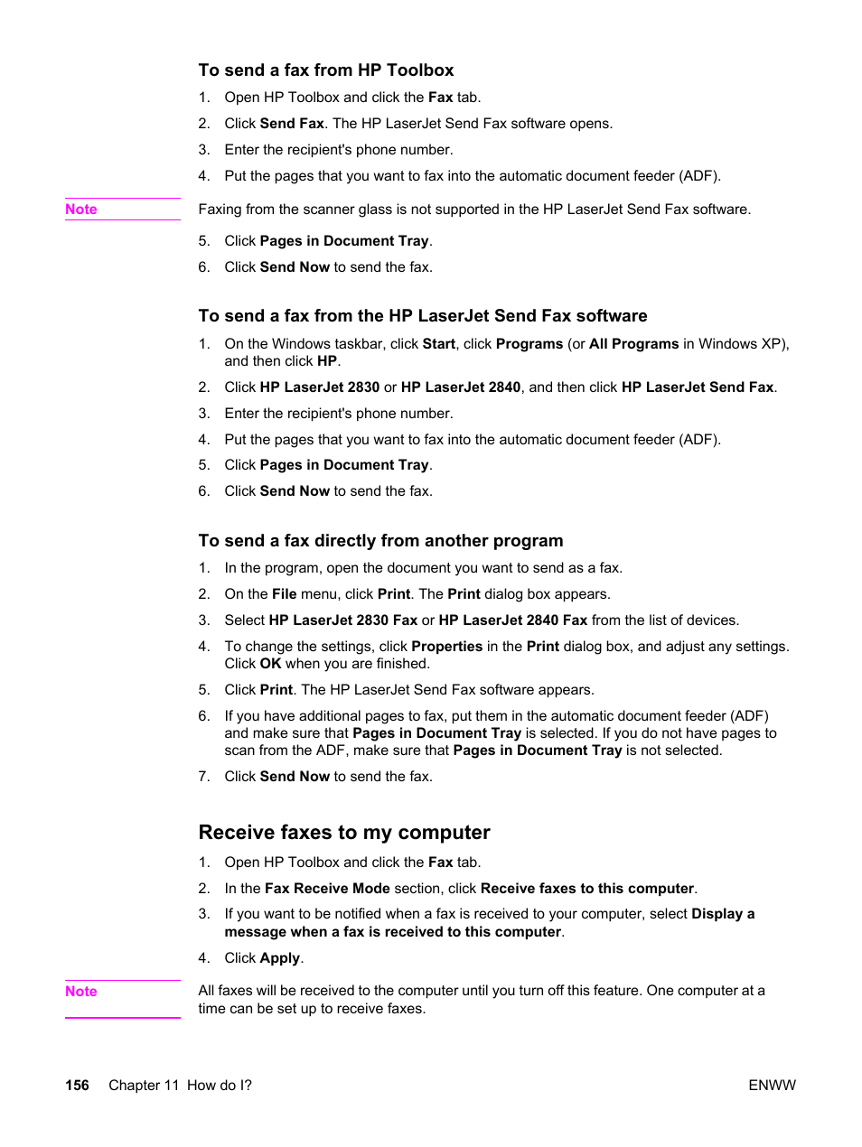 Receive faxes to my computer | HP 2830 User Manual | Page 172 / 334