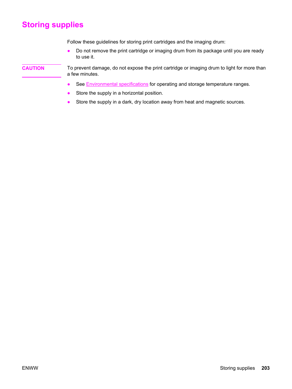 Storing supplies | HP 2830 User Manual | Page 219 / 334