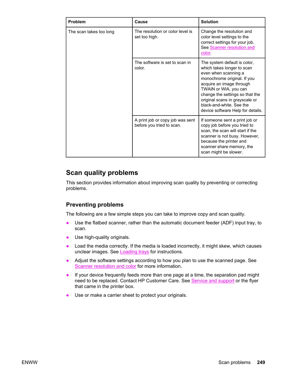 Scan quality problems | HP 2830 User Manual | Page 265 / 334