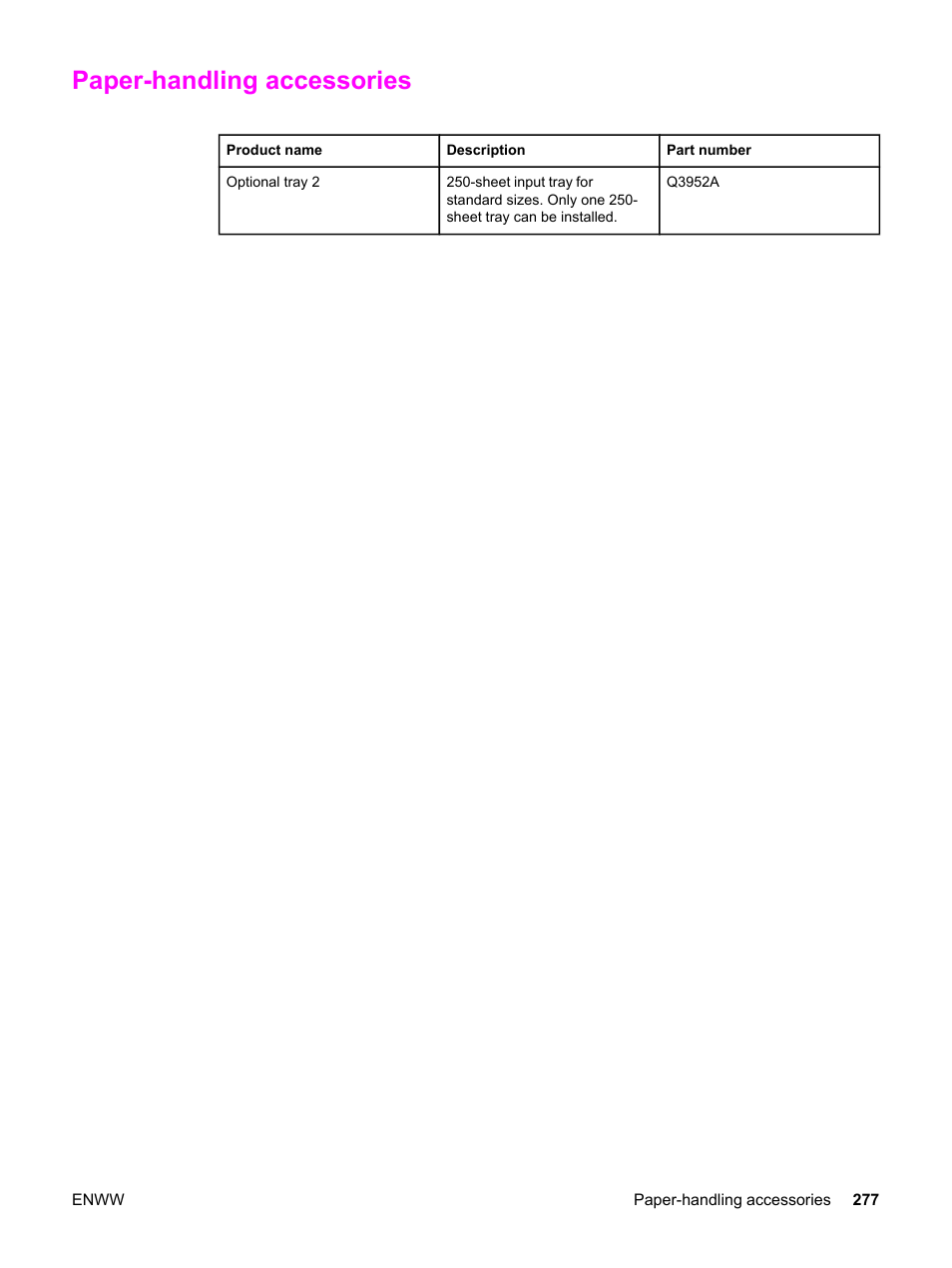 Paper-handling accessories | HP 2830 User Manual | Page 293 / 334