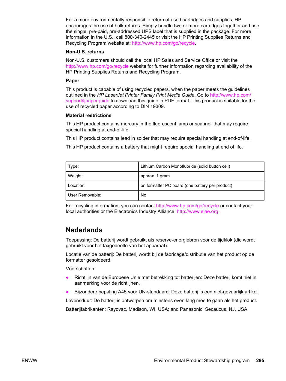 Nederlands | HP 2830 User Manual | Page 311 / 334