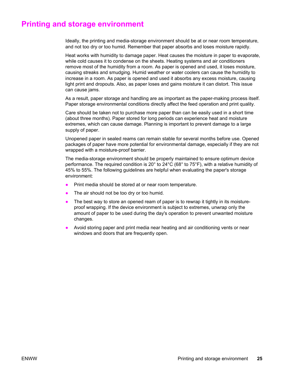 Printing and storage environment | HP 2830 User Manual | Page 41 / 334