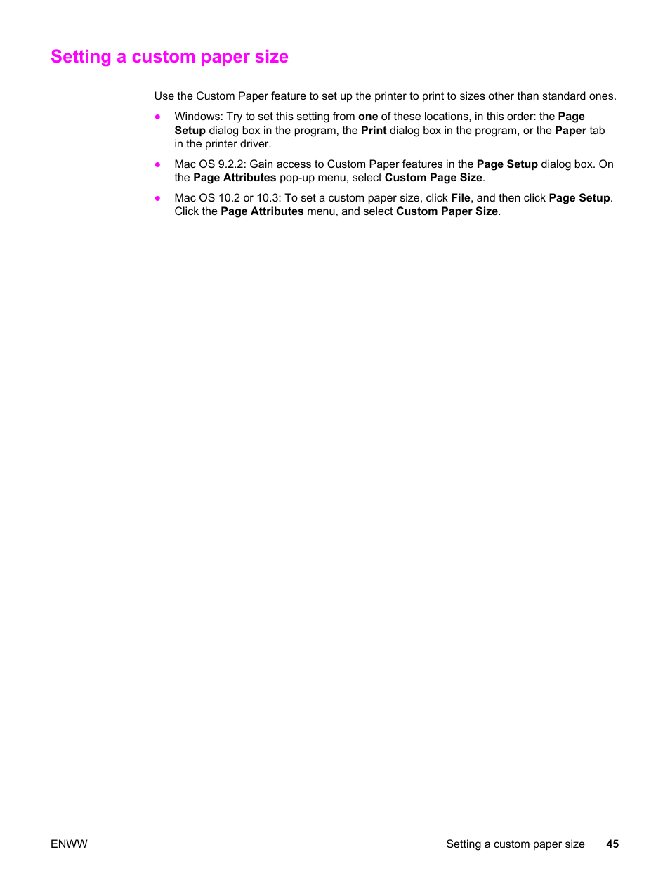 Setting a custom paper size | HP 2830 User Manual | Page 61 / 334