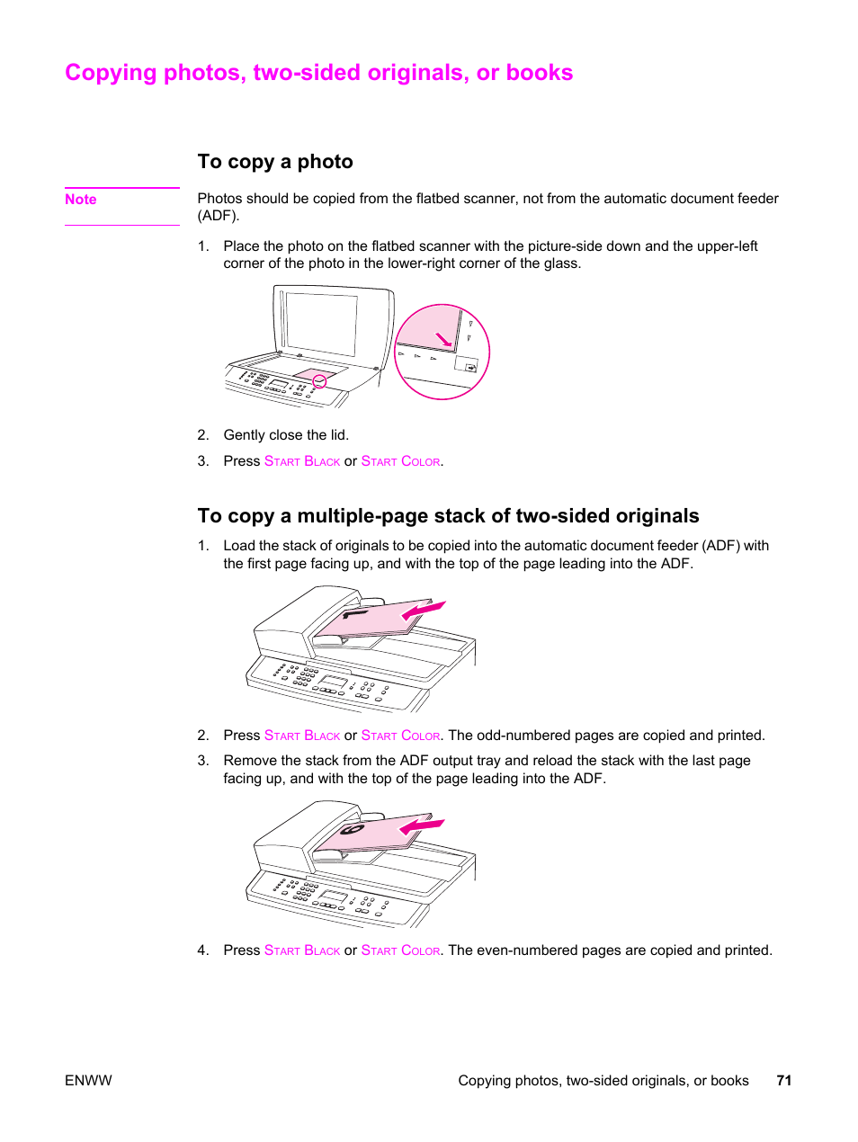 Copying photos, two-sided originals, or books, To copy a photo | HP 2830 User Manual | Page 87 / 334