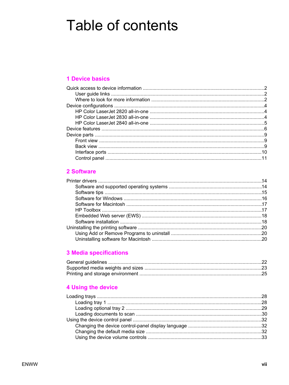 HP 2830 User Manual | Page 9 / 334