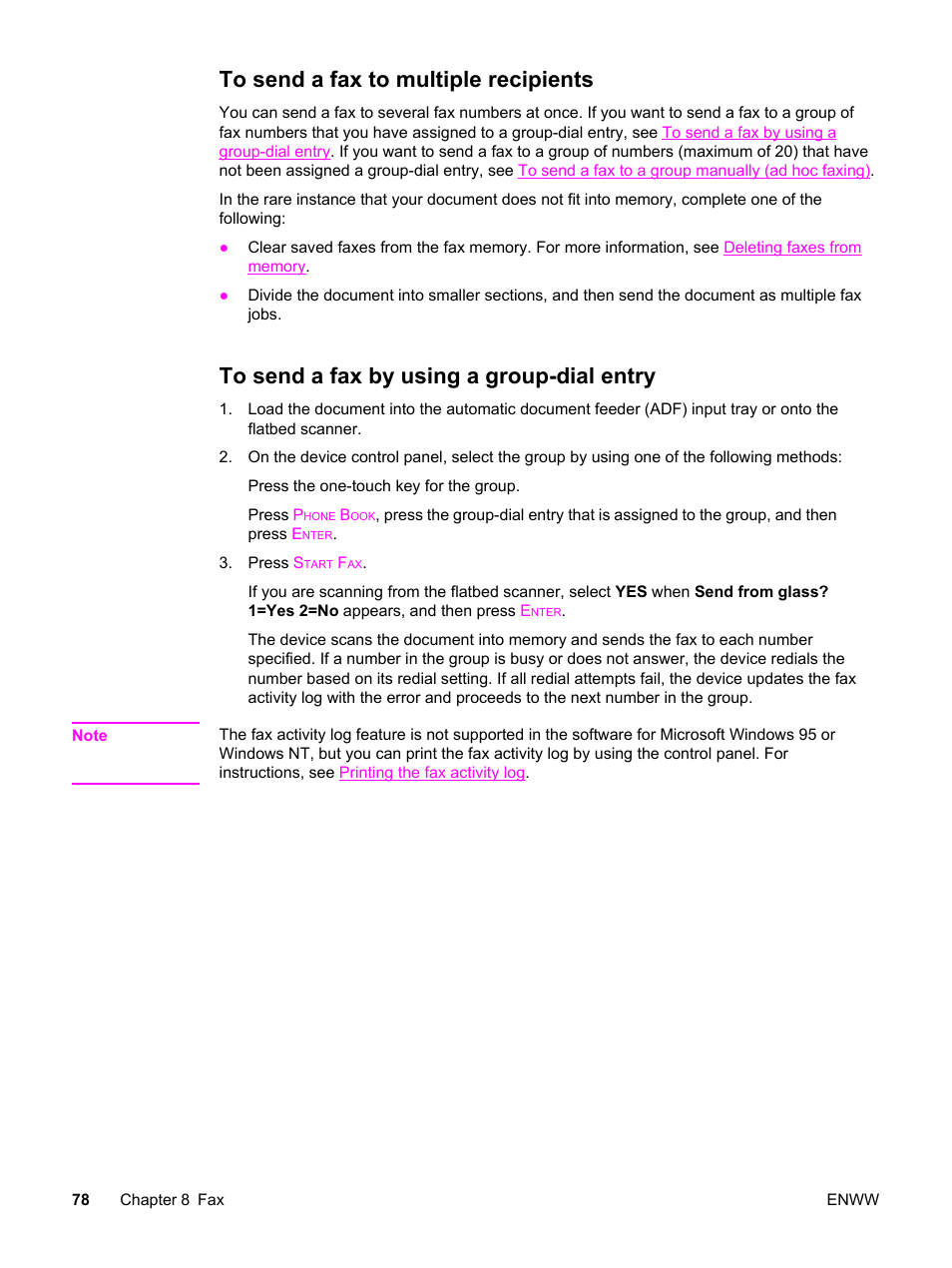 To send a fax to multiple recipients, To send a fax by using a group-dial entry | HP 2830 User Manual | Page 94 / 334