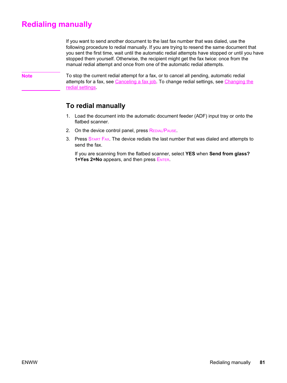 Redialing manually, To redial manually | HP 2830 User Manual | Page 97 / 334