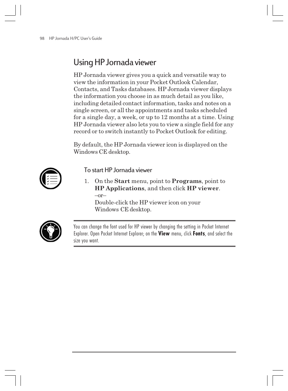 Using hp jornada viewer | HP Jornada 820 User Manual | Page 102 / 178