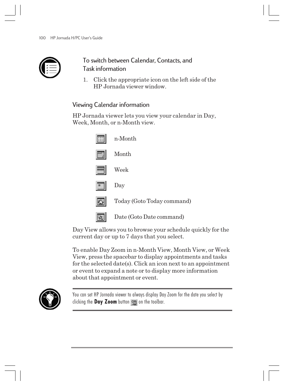Viewing calendar information | HP Jornada 820 User Manual | Page 104 / 178
