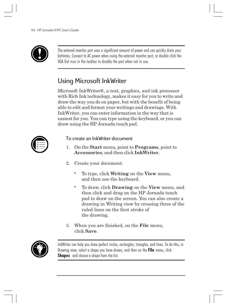 Using microsoft inkwriter | HP Jornada 820 User Manual | Page 118 / 178