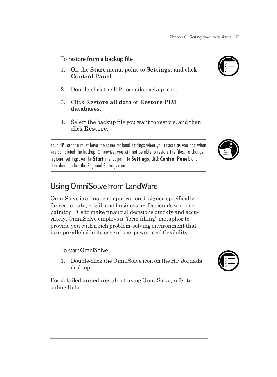 Using omnisolve from landware | HP Jornada 820 User Manual | Page 121 / 178