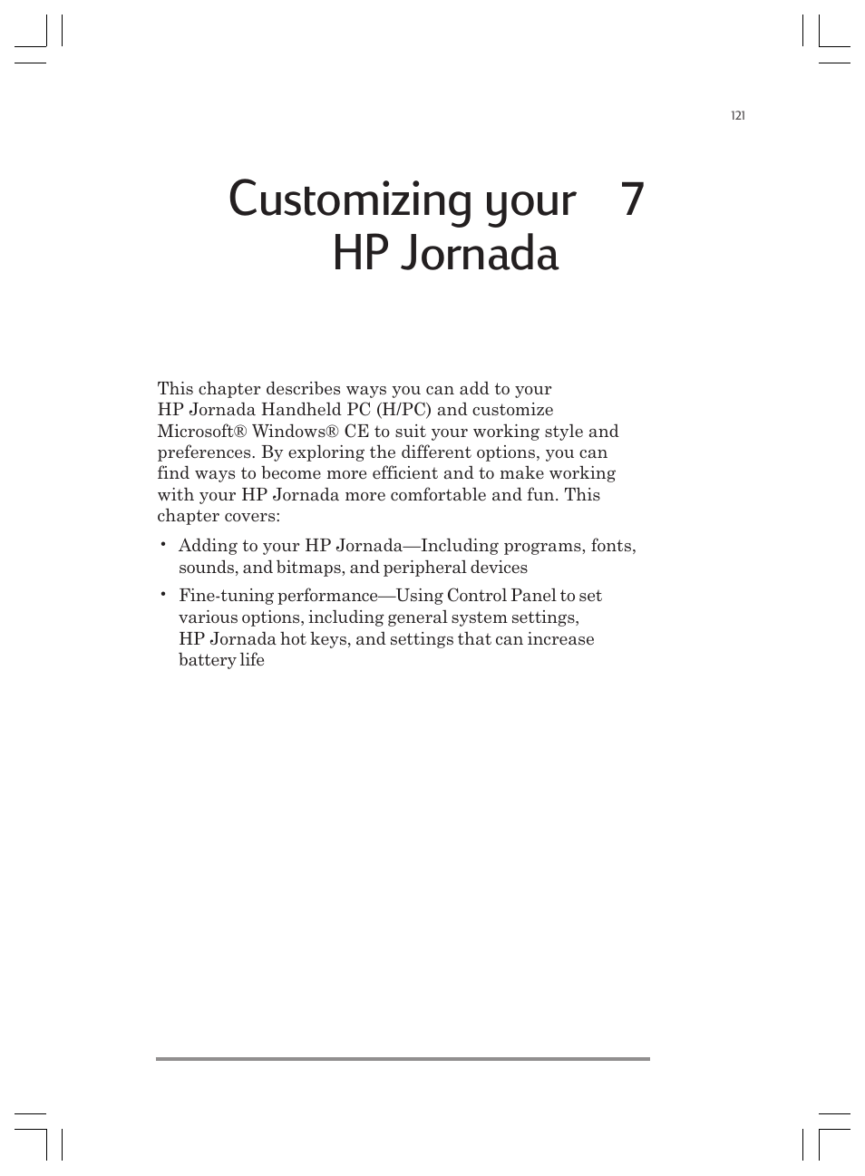 Customizing your | 7, Hp jornada | HP Jornada 820 User Manual | Page 125 / 178