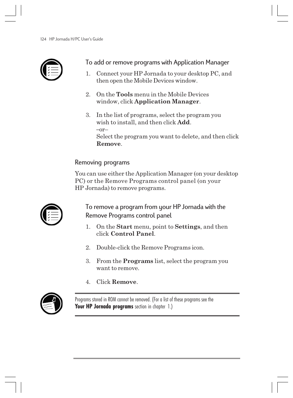 Removing programs | HP Jornada 820 User Manual | Page 128 / 178