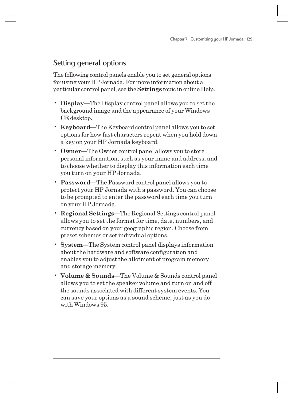 Setting general options | HP Jornada 820 User Manual | Page 133 / 178