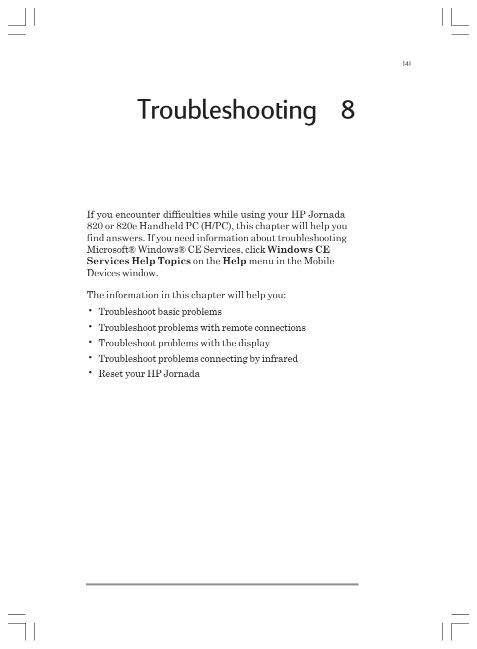 Troubleshooting | 8 | HP Jornada 820 User Manual | Page 145 / 178