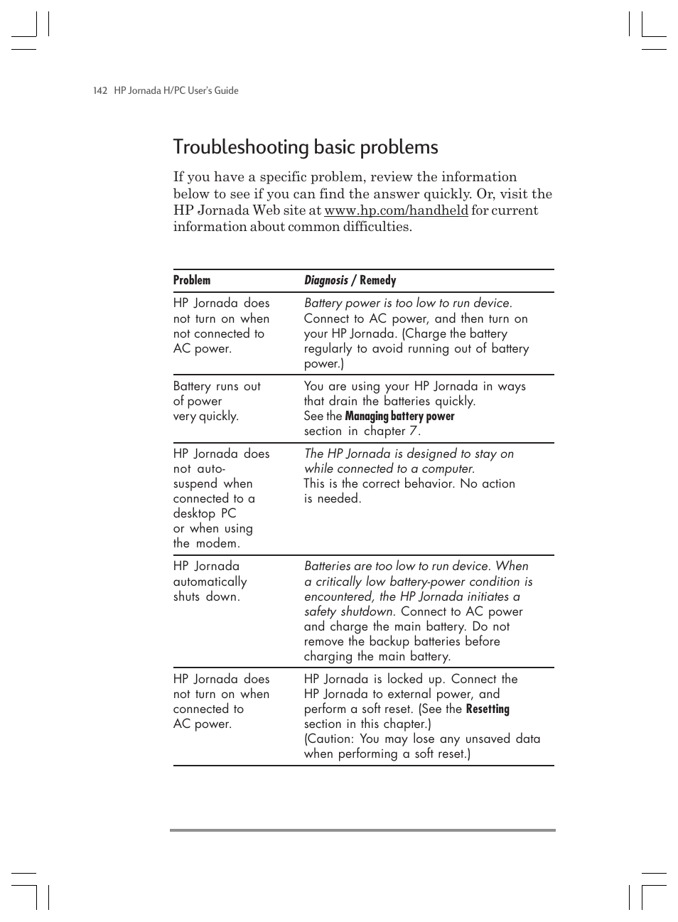 Troubleshooting basic problems | HP Jornada 820 User Manual | Page 146 / 178