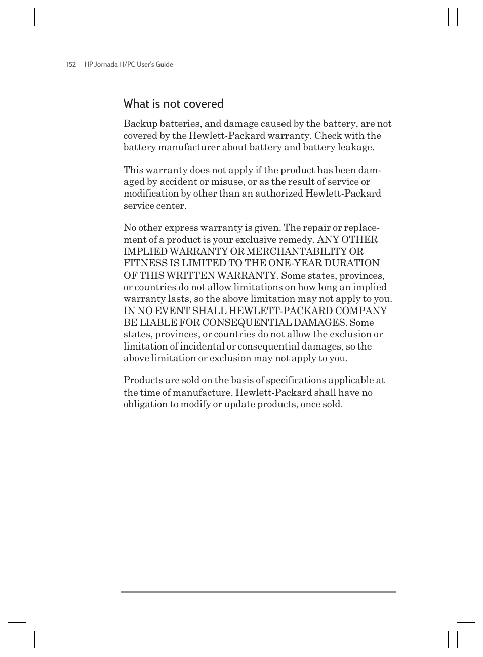 What is not covered | HP Jornada 820 User Manual | Page 156 / 178